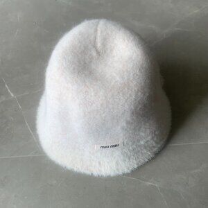 Cream White Miu Miu Soft Fluffy Bucket Hat